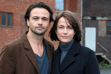 'Der Mann am Strand' Fototermin, Hamburg