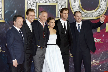 Louis D'Esposito, Tom Hiddleston, Alan Taylor, Natalie Portman, Chris Hemsworth, Kevin Feige