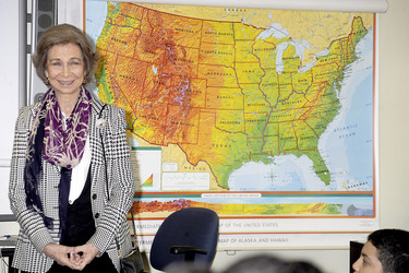 Königin Sophoia besucht die Middle School South Bronx, New York