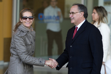 Die spanische Königsfamilie besucht König Juan Carlos im Krankenhaus, Pozuelo de Alarcon,