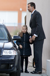 Die spanische Königsfamilie besucht König Juan Carlos im Krankenhaus, Pozuelo de Alarcon,