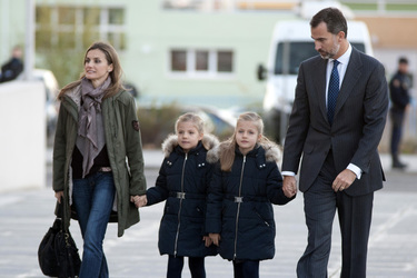 Die spanische Königsfamilie besucht König Juan Carlos im Krankenhaus, Pozuelo de Alarcon,