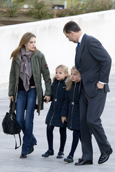 Die spanische Königsfamilie besucht König Juan Carlos im Krankenhaus, Pozuelo de Alarcon,