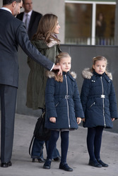 Die spanische Königsfamilie besucht König Juan Carlos im Krankenhaus, Pozuelo de Alarcon,