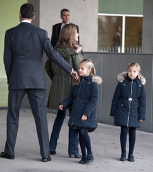 Die spanische Königsfamilie besucht König Juan Carlos im Krankenhaus, Pozuelo de Alarcon,