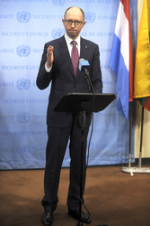 Arseniy Yatsenyuk bei den Vereinten Nationen, New York