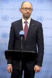 Arseniy Yatsenyuk bei den Vereinten Nationen, New York