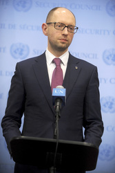 Arseniy Yatsenyuk bei den Vereinten Nationen, New York