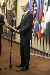 Arseniy Yatsenyuk bei den Vereinten Nationen, New York