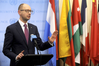Arseniy Yatsenyuk bei den Vereinten Nationen, New York