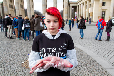 Tierkörperaktion vor dem Brandenburger Tor, Berlin