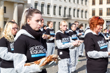 Tierkörperaktion vor dem Brandenburger Tor, Berlin