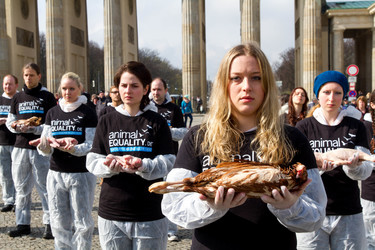 Tierkörperaktion vor dem Brandenburger Tor, Berlin