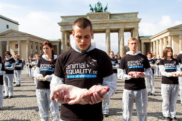 Tierkörperaktion vor dem Brandenburger Tor, Berlin
