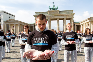 Tierkörperaktion vor dem Brandenburger Tor, Berlin