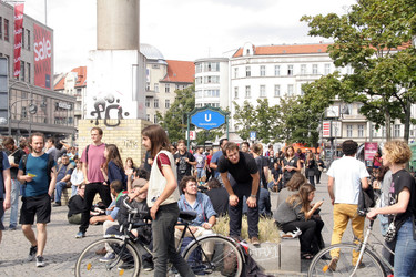Demonstration gegen die bevorstehende Räumung der Gerhard-Hauptmann-Schule, Berlin