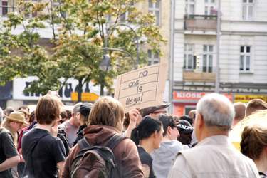 Demonstration gegen die bevorstehende Räumung der Gerhard-Hauptmann-Schule, Berlin