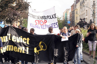 Demonstration gegen die bevorstehende Räumung der Gerhard-Hauptmann-Schule, Berlin
