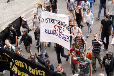 Demonstration gegen die bevorstehende Räumung der Gerhard-Hauptmann-Schule, Berlin