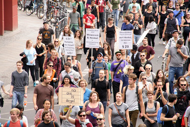 Demonstration gegen die bevorstehende Räumung der Gerhard-Hauptmann-Schule, Berlin