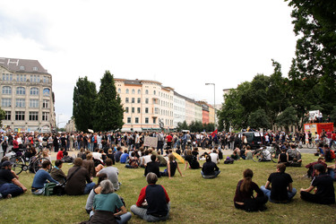 Demonstration gegen die bevorstehende Räumung der Gerhard-Hauptmann-Schule, Berlin