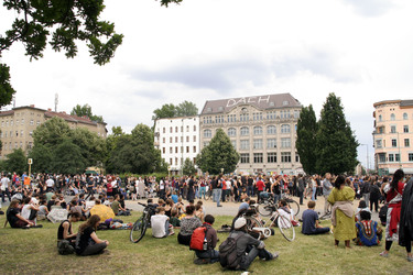 Demonstration gegen die bevorstehende Räumung der Gerhard-Hauptmann-Schule, Berlin