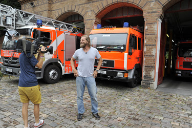 Henning Baum zu Besuch auf der Feuerwache 1300 , Berlin