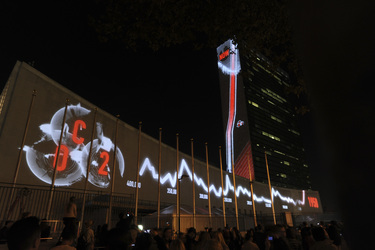 Global Climate Summit Projektion am UN Hauptquartier, New York