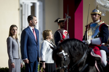 Das spanische Königspaar empfängt Michelle Bachelet, Madrid