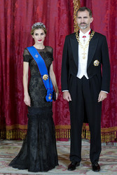 Spanish Royals und Präsidentin Bachelet beim Empfang zum Gala Dinner, Madrid