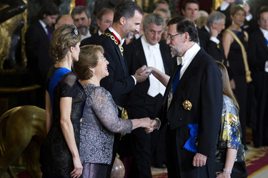 Spanish Royals und Präsidentin Bachelet beim Empfang zum Gala Dinner, Madrid