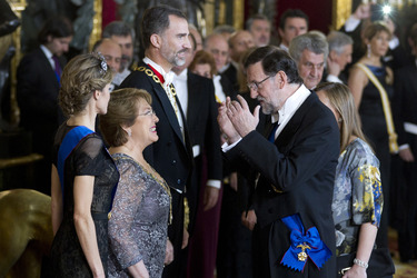 Spanish Royals und Präsidentin Bachelet beim Empfang zum Gala Dinner, Madrid