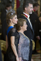 Spanish Royals und Präsidentin Bachelet beim Empfang zum Gala Dinner, Madrid