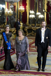 Spanish Royals und Präsidentin Bachelet beim Empfang zum Gala Dinner, Madrid