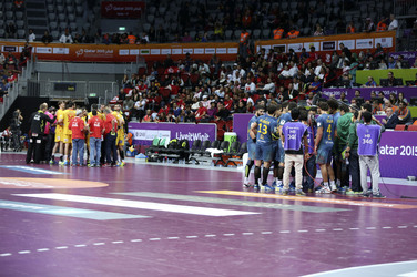 Handball WM-Match Brasilien gegen Spanien, Katar