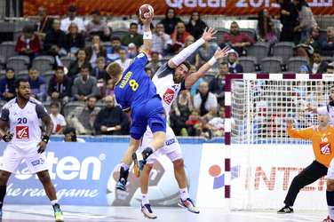 Handball WM-Match Frankreich gegen Schweden, Doha
