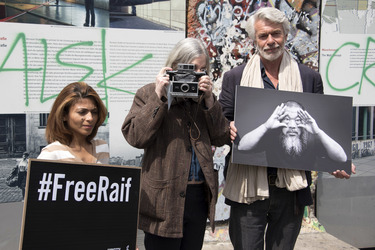 Bildtermin von Amnesty International zum Thema Meinungsfreiheit in Berlin