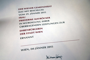 Die Schriftstellerin Friederike Mayröcker wird Ehrenbürgerin von Wien