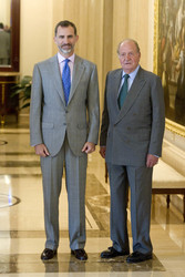The King of Spain Felipe VI and King Juan Carlos meet with the B
