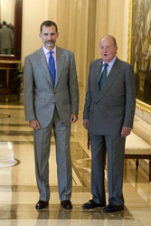 The King of Spain Felipe VI and King Juan Carlos meet with the B