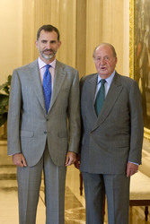 The King of Spain Felipe VI and King Juan Carlos meet with the B