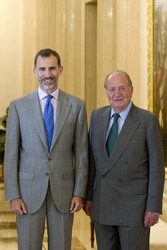 The King of Spain Felipe VI and King Juan Carlos meet with the B