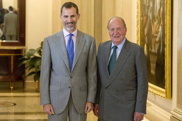 The King of Spain Felipe VI and King Juan Carlos meet with the B