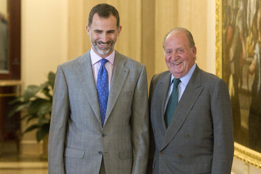 The King of Spain Felipe VI and King Juan Carlos meet with the B