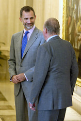 The King of Spain Felipe VI and King Juan Carlos meet with the B