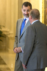 The King of Spain Felipe VI and King Juan Carlos meet with the B