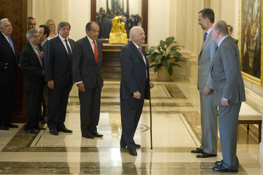 The King of Spain Felipe VI and King Juan Carlos meet with the B