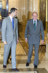 The King of Spain Felipe VI and King Juan Carlos meet with the B