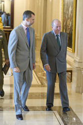 The King of Spain Felipe VI and King Juan Carlos meet with the B
