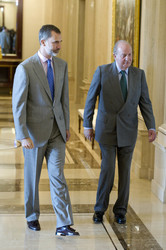 The King of Spain Felipe VI and King Juan Carlos meet with the B